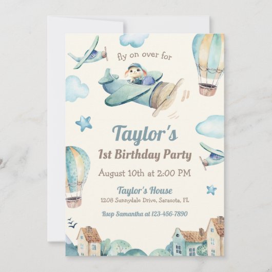 Vliegtuigthema 1 van de Cute Boy-partij Kaart (Voorkant)