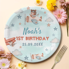 Vliegtuigthema 1 van de Cute Boy-partij Papieren Bordje