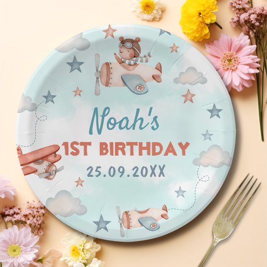 Vliegtuigthema 1 van de Cute Boy-partij Papieren Bordje