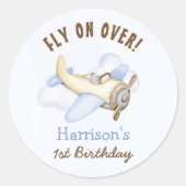 Vliegtuigthema 1 van de Cute Boy-partij Ronde Sticker (Voorkant)