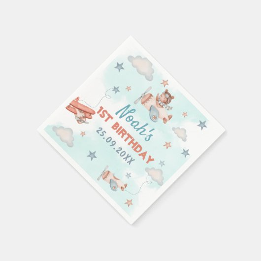 Vliegtuigthema 1 van de Cute Boy-partij Servet (Hoek)