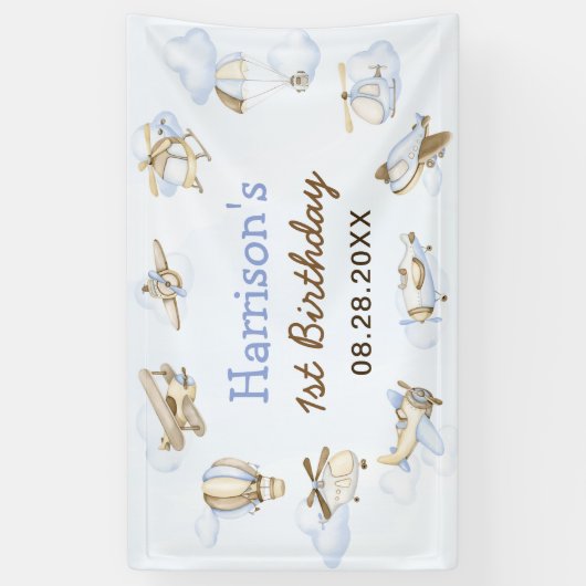 Vliegtuigthema 1 van de Cute Boy-partij Spandoek (Verticaal)