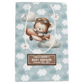 Vliegtuigthema Baby shower gunstzak voor een jonge Medium Cadeauzakje (Voorkant)