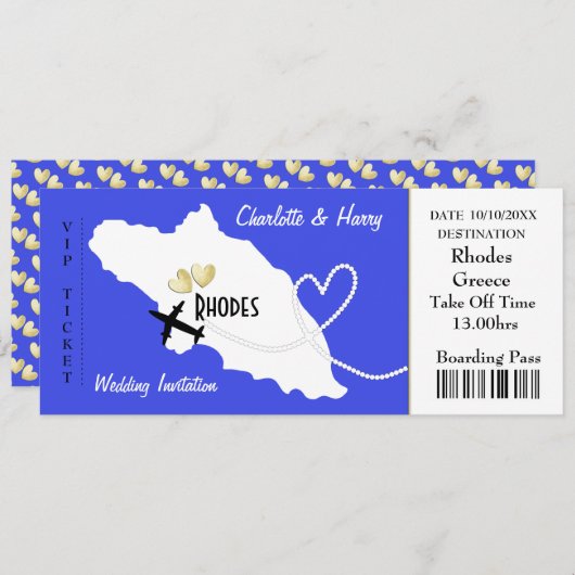 Vliegtuigticket bij instapkaarten naar Rhodos Gree Kaart (Voorkant / Achterkant)