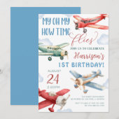Vliegtuigtijd vliegt op verjaardag kaart (Voorkant / Achterkant)