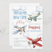 Vliegtuigtijd vliegt vliegtuig verjaardagsfeestje kaart (Voorkant / Achterkant)