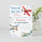 Vliegtuigtijd vliegt Vliegtuigfeest Verjaardag Kaart (Staand voorkant)