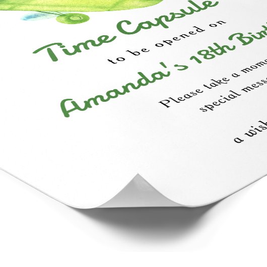 Vliegtuigtijdcapsule 1e verjaardag genderneutraal poster (Hoek)