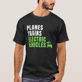 Vliegtuigtreinen en E Cars EV Owner Drive EVs Elec T-shirt (Voorkant)