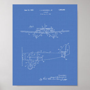 Vliegtuigtype 2 1932 Kunstblauwdruk voor octrooien Poster