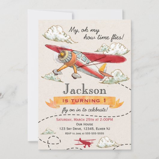 Vliegtuiguitnodiging  uitnodiging (Voorkant)