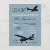 Vliegtuiguitnodiging voor Baby shower Briefkaart (Voorkant)