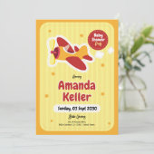 Vliegtuiguitnodiging voor Baby shower Kaart (Staand voorkant)