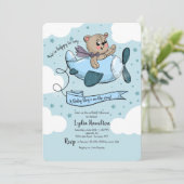 Vliegtuiguitnodiging voor Baby shower Kaart (Staand voorkant)