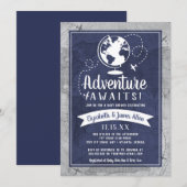 Vliegtuiguitnodiging voor Baby shower Kaart (Voorkant / Achterkant)