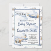 Vliegtuiguitnodiging voor Baby shower Kaart (Voorkant)