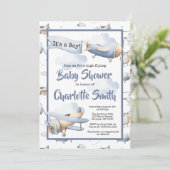 Vliegtuiguitnodiging voor Baby shower Kaart (Staand voorkant)