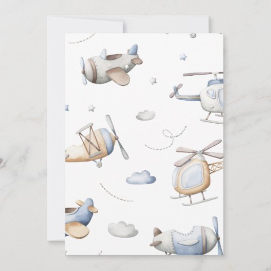 Vliegtuiguitnodiging voor Baby shower Kaart (Achterkant)