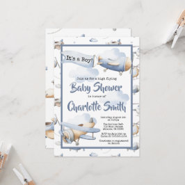Vliegtuiguitnodiging voor Baby shower Kaart
