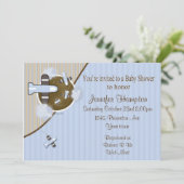 Vliegtuiguitnodiging voor Baby shower Kaart (Staand voorkant)