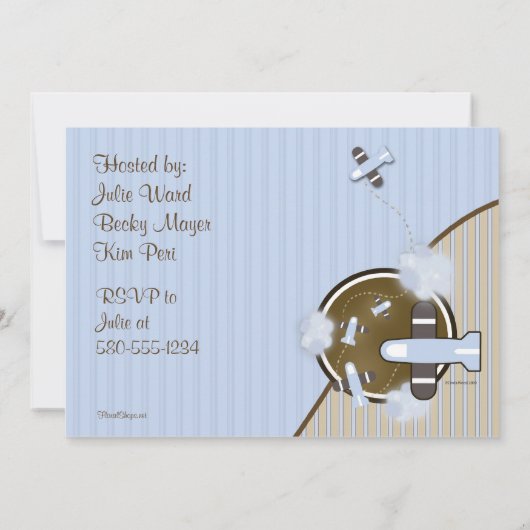 Vliegtuiguitnodiging voor Baby shower Kaart (Achterkant)