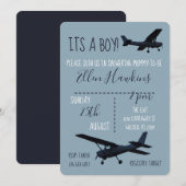 Vliegtuiguitnodiging voor Baby shower Kaart (Voorkant / Achterkant)