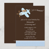 Vliegtuiguitnodiging voor Blue Airplane Boy Kaart (Voorkant / Achterkant)