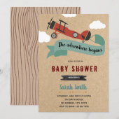 Vliegtuiguitnodiging voor het baby showers van de  kaart (Voorkant / Achterkant)