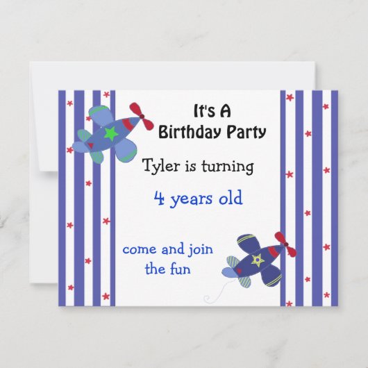 Vliegtuiguitnodiging voor sterren en Stripes Kaart (Voorkant)