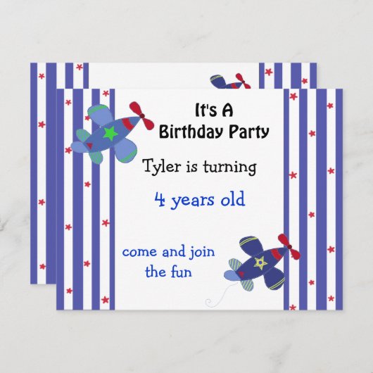 Vliegtuiguitnodiging voor sterren en Stripes Kaart (Voorkant / Achterkant)