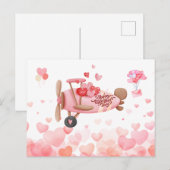  vliegtuigValentijnsdag Harten, luchtballonnen Briefkaart (Voorkant / Achterkant)