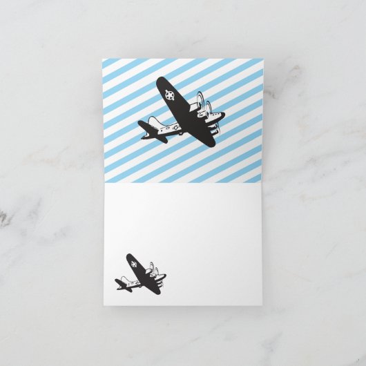 Vliegtuigverjaardagsfeest Bedankt briefkaarten (Binnen)