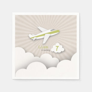 Vliegtuigverjaardagsfeestje - Groen Servet