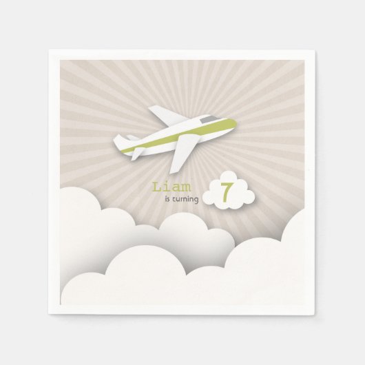 Vliegtuigverjaardagsfeestje - Groen Servet (Voorkant)