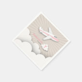 Vliegtuigverjaardagsfeestje - Roze Servet (Hoek)