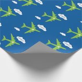 Vliegtuigverjaardagsfeestje — verpakkingspapier cadeaupapier (Hoek)