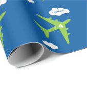 Vliegtuigverjaardagsfeestje — verpakkingspapier cadeaupapier (Rol Hoek)