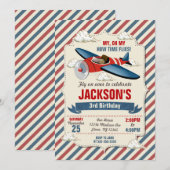 Vliegtuigverjaardagsuitnodiging / Time Flies Party Kaart (Voorkant / Achterkant)