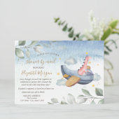 Vliegtuigvideo virtuele Baby shower per post Kaart (Staand voorkant)