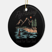 Vliegtuigvisserij en vliegen keramisch ornament (Links)