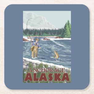 Vliegtuigvissers - Anchorage, Alaska Kartonnen Onderzetters