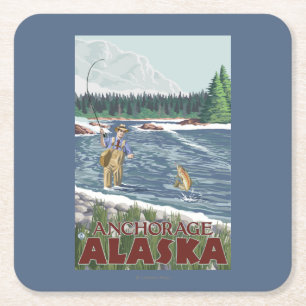 Vliegtuigvissers - Anchorage, Alaska Kartonnen Onderzetters