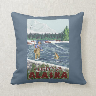 Vliegtuigvissers - Cordova, Alaska Kussen