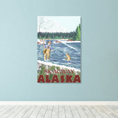 Vliegtuigvissers - Skagway, Alaska Canvas Afdruk (Insitu (Houten vloer))