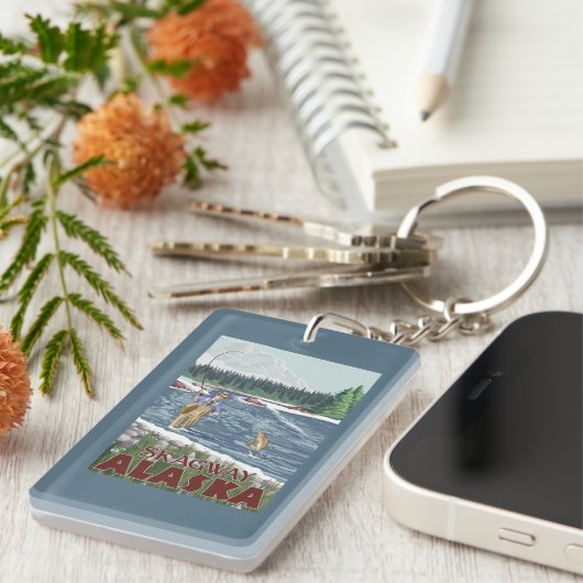 Vliegtuigvissers - Skagway, Alaska Sleutelhanger (Voorkant Rechts)