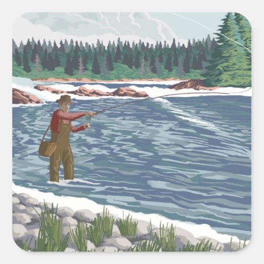 VliegtuigvissersNieuw-Mexico Vierkante Sticker (Voorkant)