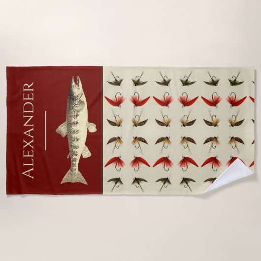 Vliegtuigvliegen Rustic Salmon Beach Towel Strandlaken (Voorkant)