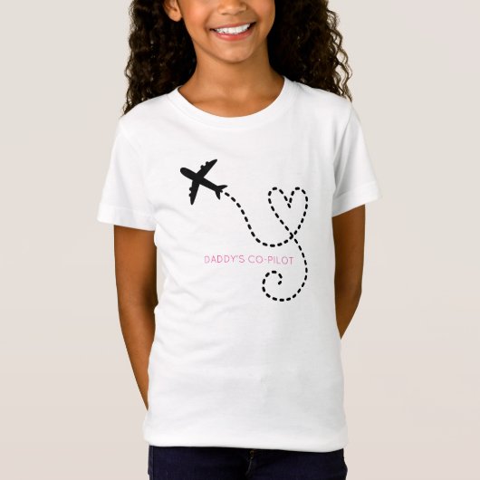 Vliegtuigvliegende Heart Dad's Co-Pilot Kinder Fun T-shirt (Voorkant)
