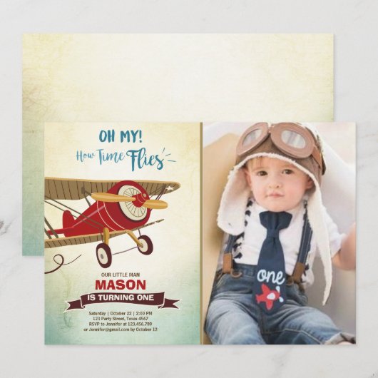 Vliegtuigvlieger Vliegtuigjongen Kaart (Voorkant / Achterkant)