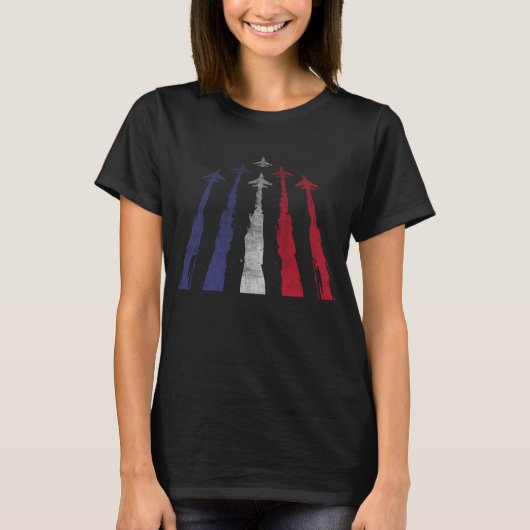Vliegtuigvliegtuig Amerikaanse vlag Vliegtuig VSA, T-shirt (Voorkant)